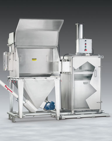 Bag Dump System with Integral Compactor, Flexible Screw Conveyor